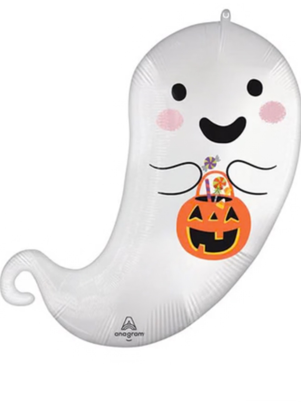 Set of 6 Anagram White 27” Ghost Halloween Balloon with Orange Pumpkin Treat Bag